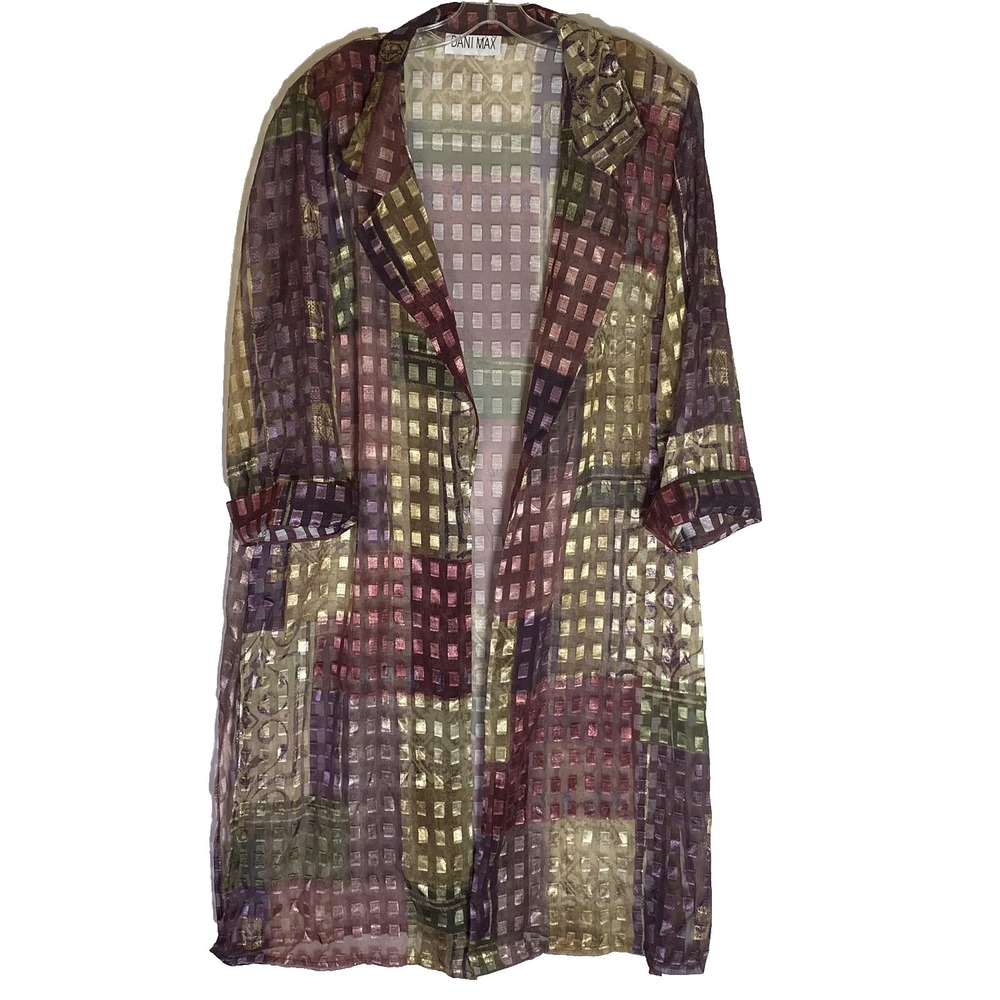 Dani Max Jacket Womens 3X Multicolor Sheer Mesh Long Open Front Boho Duster